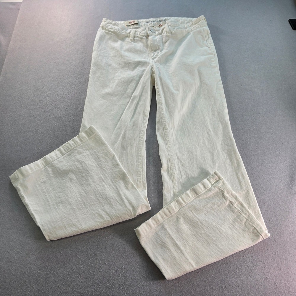 Banana Republic Classic Wide Leg Jeans White Cream Stretch Denim Size 10